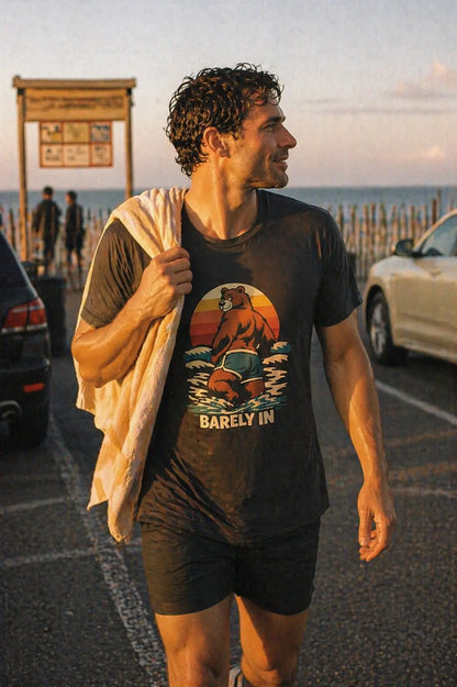 Barely In vintage beach bear graphic tee detail shot — Raw Circuit