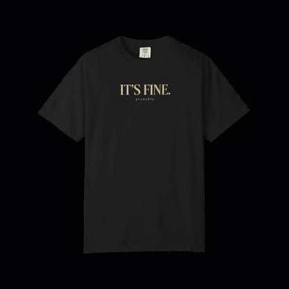 IT'S FINE. (probably) graphic tee in Black — RAW CIRCUIT minimal typography shirt