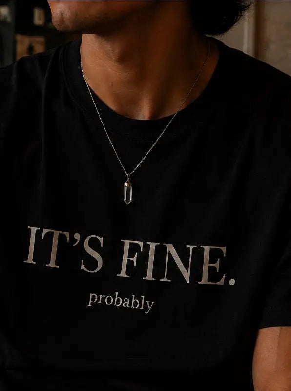 IT'S FINE. (probably) tee lifestyle detail — RAW CIRCUIT queer streetwear