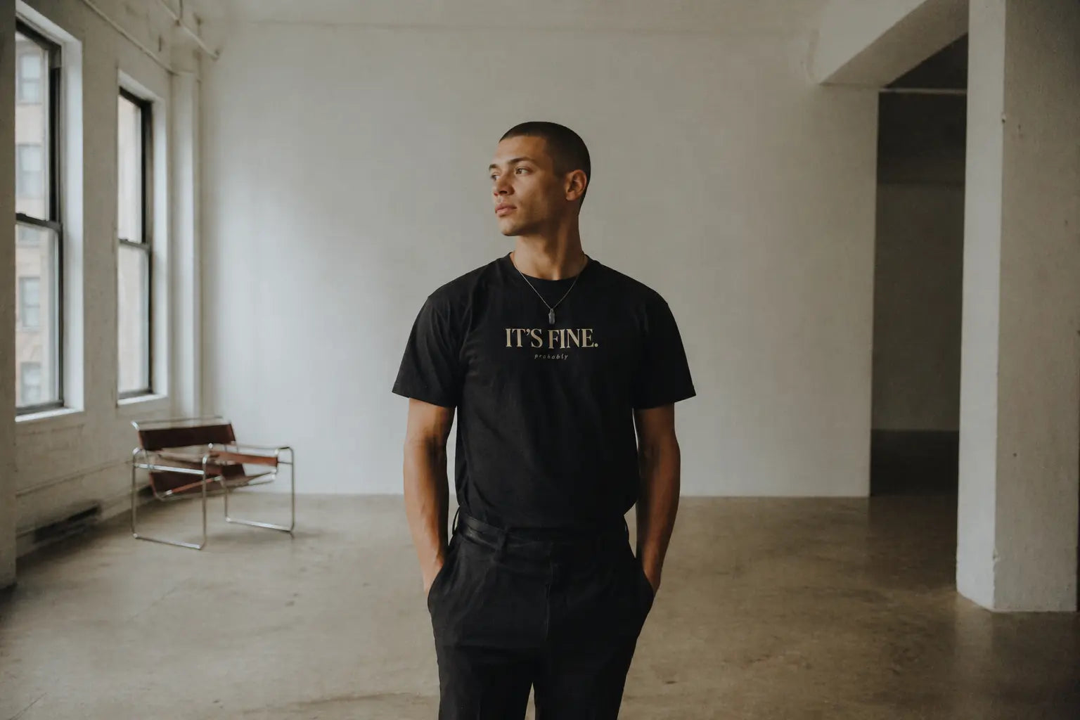 IT'S FINE. (probably) graphic closeup — RAW CIRCUIT typography tee Comfort Colors