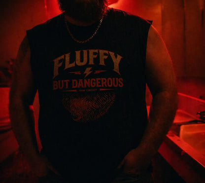 Fluffy But Dangerous muscle tank — lifestyle shot — Raw Circuit