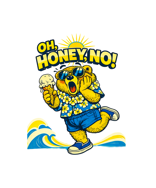 Oh, Honey No! Vintage Bear Ice Cream Graphic T-Shirt