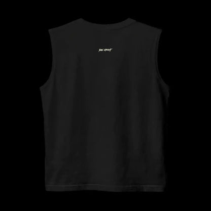 Raw Circuit logo on black muscle tank back print.