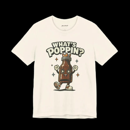 What’s poppin’? Mascot character for raw circuit on BellaCanvas natural shirt blank.
