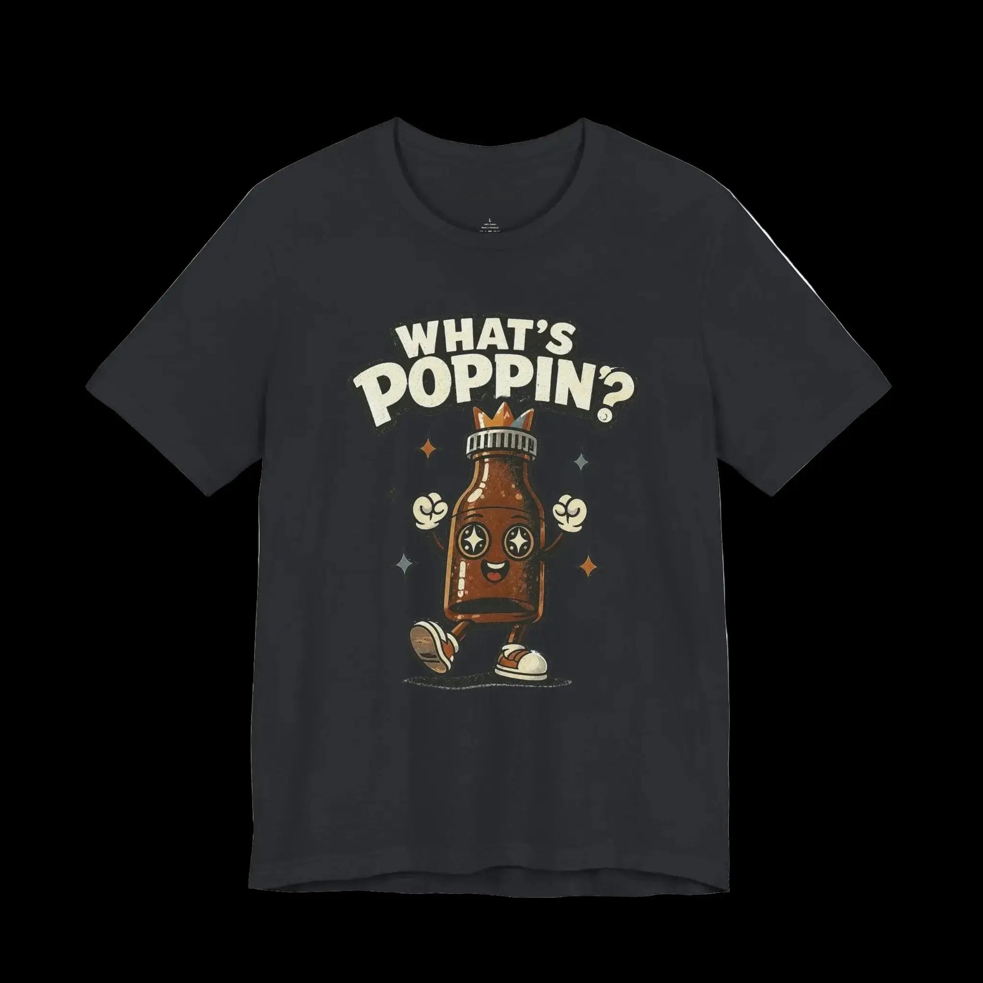 What’s poppin’? Mascot character for raw circuit on BellaCanvas vintage black shirt blank.