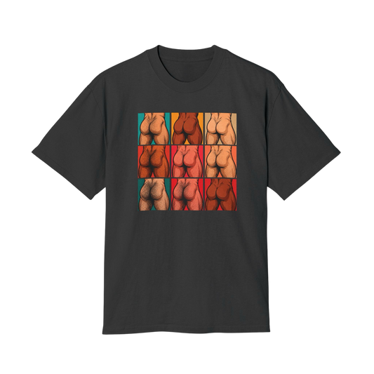 The Lineup in Faded Black featuring nine illustrated male figures arranged in a saturated color grid