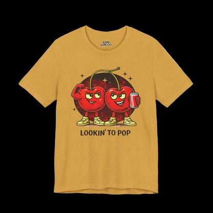 Retro “Lookin' To Pop” Cherry Tee in Gold | Raw Circuit 