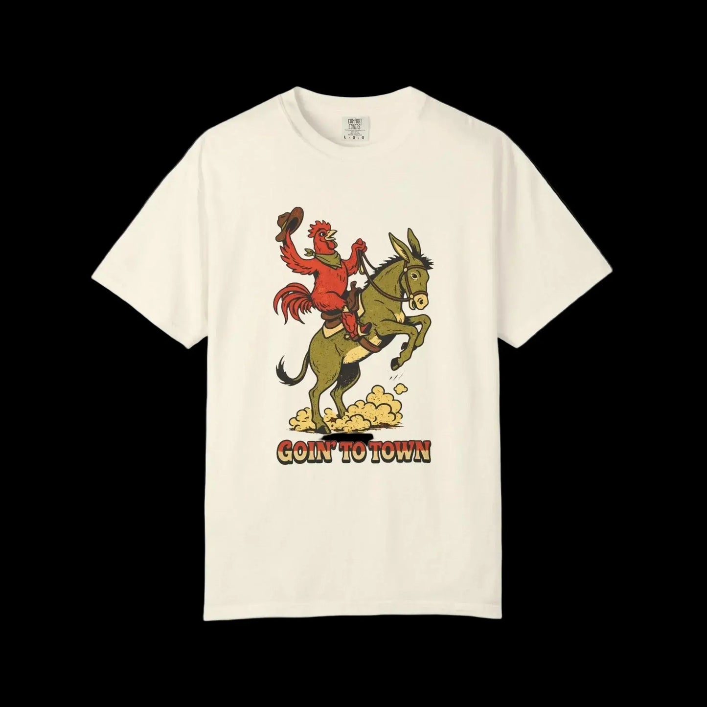 retro mascot rooster donkey shirt ivory vintage style
