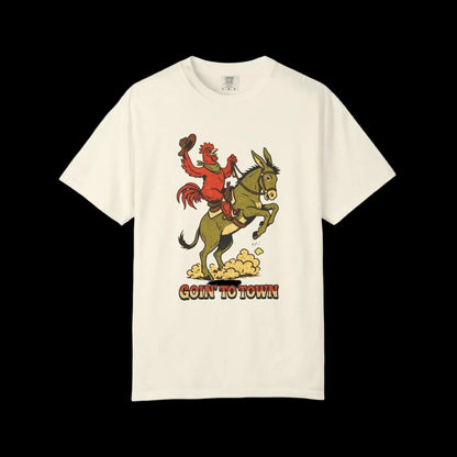 retro mascot rooster donkey shirt ivory vintage style